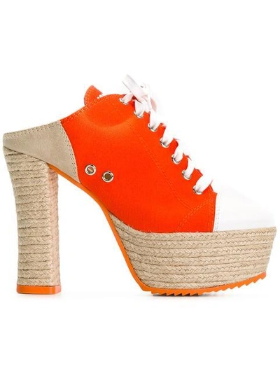 Moschino - Jute Sole Sneaker Mules  In Orange