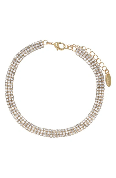 Ettika Crystal Pavé Chain Anklet In Gold