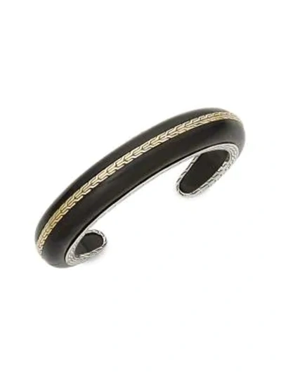 John Hardy Classic Chain Ebony Wood, 18k Gold & Sterling Silver Cuff Bracelet In Black