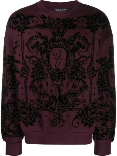 Dolce & Gabbana Floral All-over Print Sweatshirt In Burgundy
