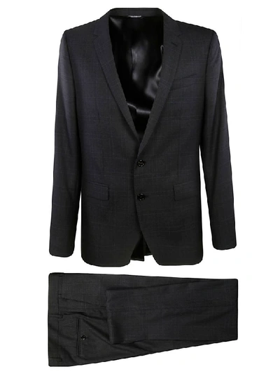 Dolce & Gabbana Semi-checked Detail Two-piece Suit In Black