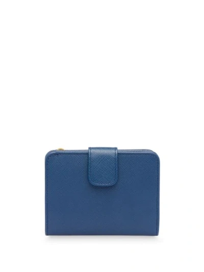 Prada Saffiano Leather Bifold Wallet In Blue