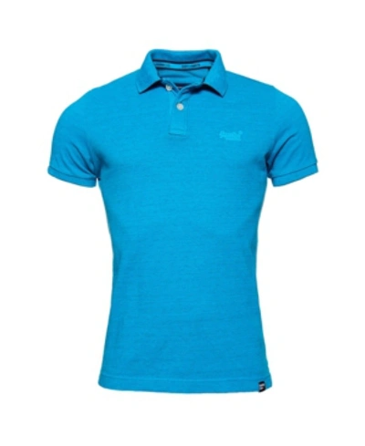 Superdry Vintage-like Destroyed Polo Shirt In Blue