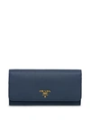 Prada Colour-block Continental Wallet In Blue