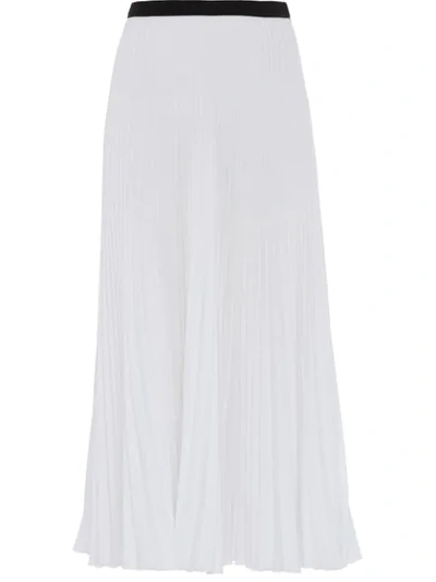 Prada Pleated Midi Skirt In White
