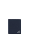 Prada Logo Plaque Bi-fold Wallet In Blue