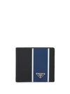 Prada Colour Block Bi-fold Wallet In Blue