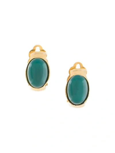 Pre-owned Chanel 1995 Oval Clip-on Earrings In Gold