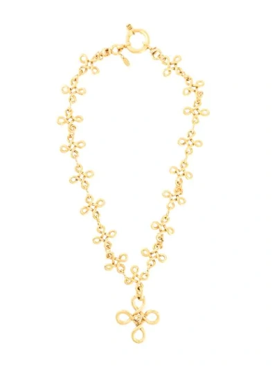 Pre-owned Chanel 1993 Cc Loops Long Necklace In Gold