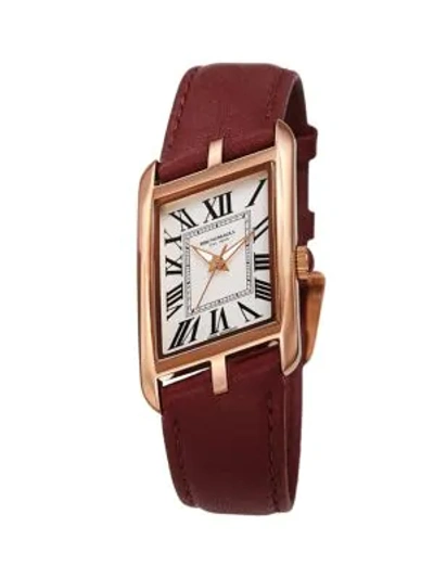 Bruno Magli Sofia 1421 Stainless Steel & Italian Leather-strap Watch In Dark Red
