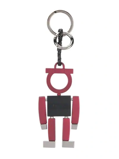 Ferragamo Robot Charm Keyring In Red