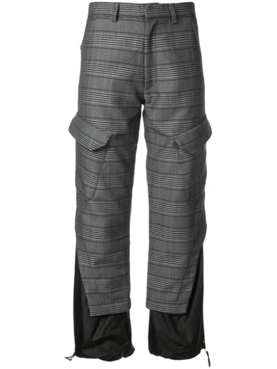 Delada Panelled Checked Trousers In Grey