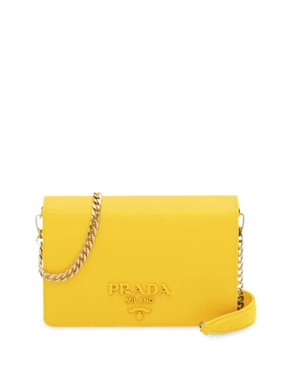 Prada Saffiano Shoulder Bag In Yellow