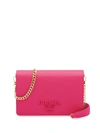 Prada Saffiano Texture Shoulder Bag In Pink