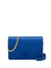 Prada Saffiano Texture Shoulder Bag In Blue
