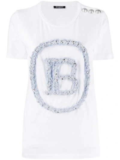 Balmain Textured Logo T-shirt In White