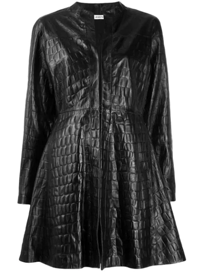 Amen Embossed Croc Effect Coat In Black