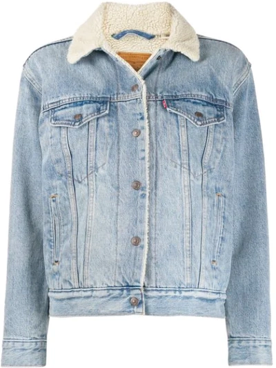 Levi's Faux Shearling Lined Denim Jacket In Blue