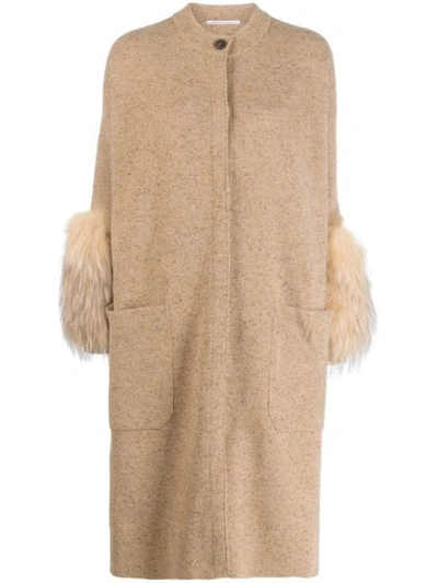 Agnona Fur Lined Cardi-coat In Neutrals