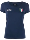 Ea7 Italia Print T-shirt In Blue