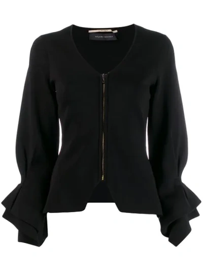 Roland Mouret Hambury Square-neck Zip-front Jacket In Black