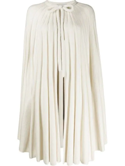 Loewe Pleated Cashmere Cape In Ivory