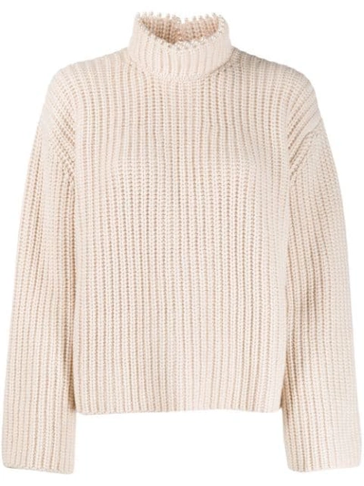 Loewe Pearl-embellished Cashmere Knitted Jumper In Neutrals