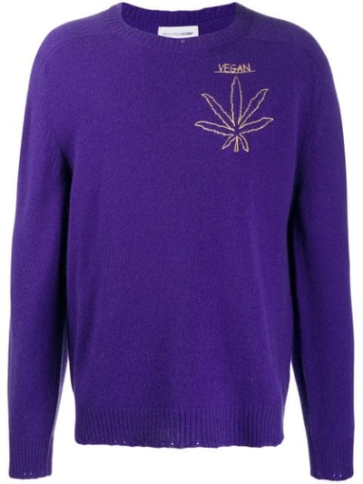 Riccardo Comi Embroidered Crew Neck Jumper In Purple