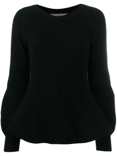 Alberta Ferretti Puff Sleeve Sweater In Black