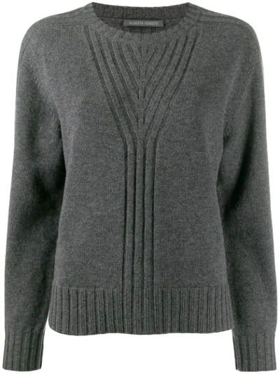 Alberta Ferretti Ribbed Knit Detail Sweater In Grey