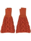 Undercover Cable Knit Gloves In Red