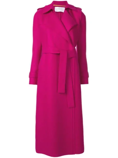 Harris Wharf London Belted Trench Coat In Purple