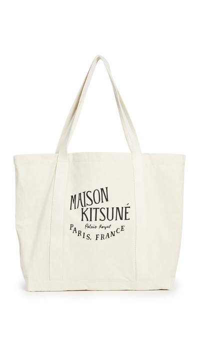 Maison Kitsuné Palais Royal Shopping Tote Bag In Ecru/black