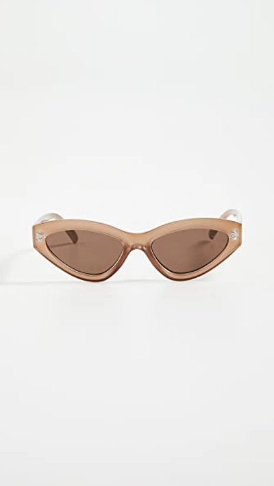Le Specs Synthcat Sunglasses In Gold Shimmer/brown Mono
