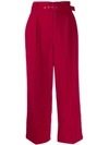 Red Valentino Cropped Paperbag Trousers In Red