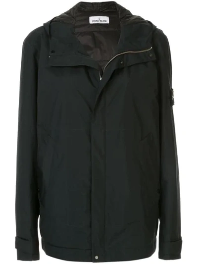 Stone Island Hooded Lightweight Jacket In Black