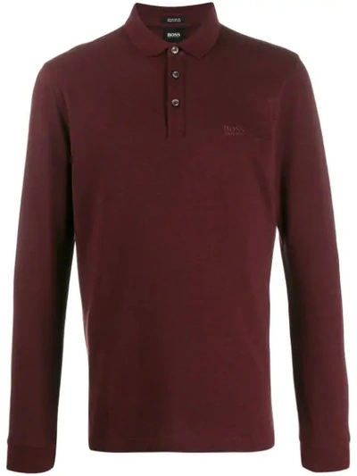 Hugo Boss Embroidered Logo Polo Shirt In Red