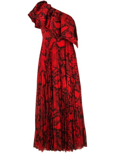 Solace London Snakeskin Print Dress In Red