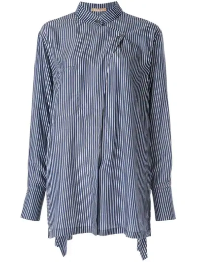 Nehera Oversized Striped Shirt In Blue