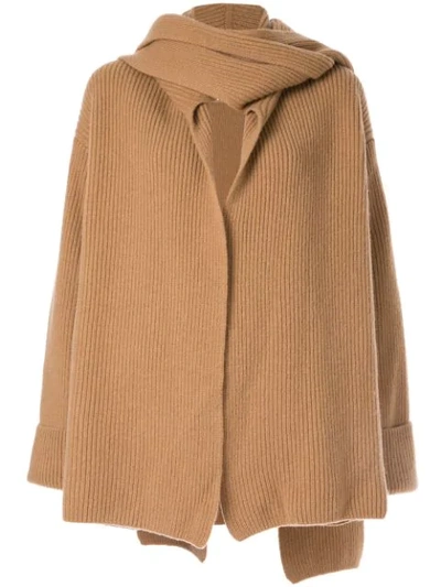 Nehera Ribbed Knit Cardigan Coat In Neutrals