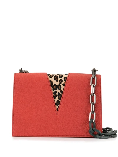 The Volon V Chain Shoulder Bag In Red