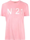 N°21 Logo Print T-shirt In Pink/white