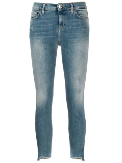 Pinko Distressed Detail Cropped Jeans In Blue