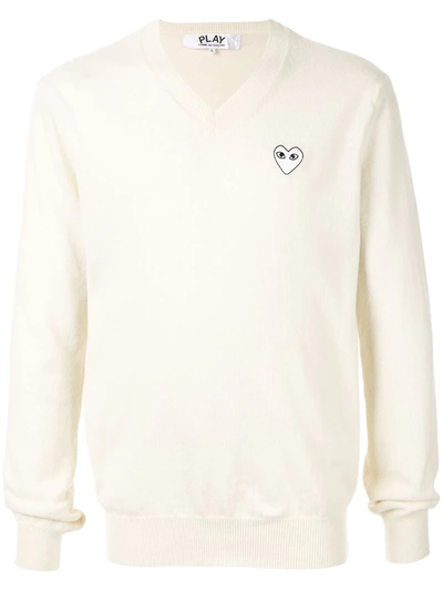 Comme Des Garçons Play Play V-neck Jumper In Neutrals