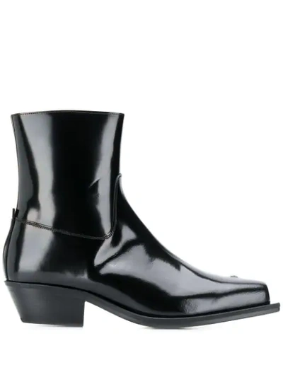 Misbhv Patent Ankle Boots In Black