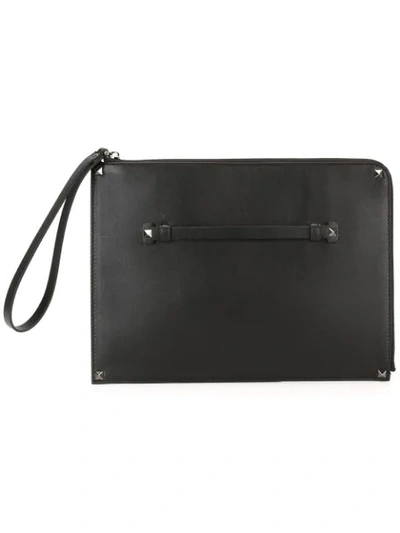 Valentino Garavani Large 'rockstud' Clutch In Black