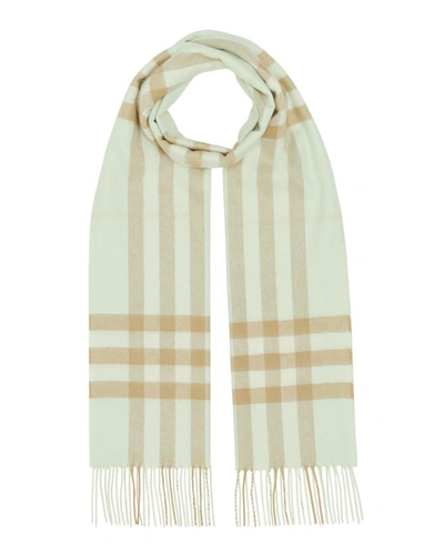 Burberry Giant Check Cashmere Scarf In Pistachio