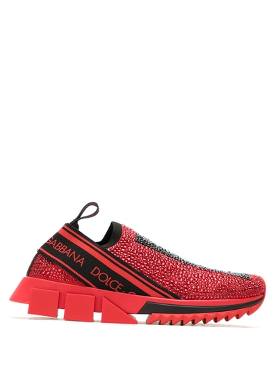 Dolce & Gabbana Sorrento Termostrass Sneakers In Red