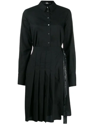 karl lagerfeld poplin shirt dress Poplin pleated shirt dress | White | Women