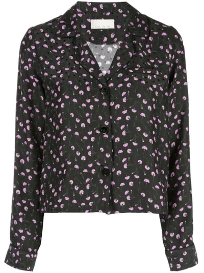 Fleur Du Mal Carnation Pyjama Top In Black